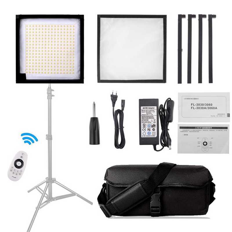 

FL-3030 LED Video Light 30x30cm Fabric Light Handheld Photography Lamp Studio Lamp Foldable 5500K CRI90 with Remote Control