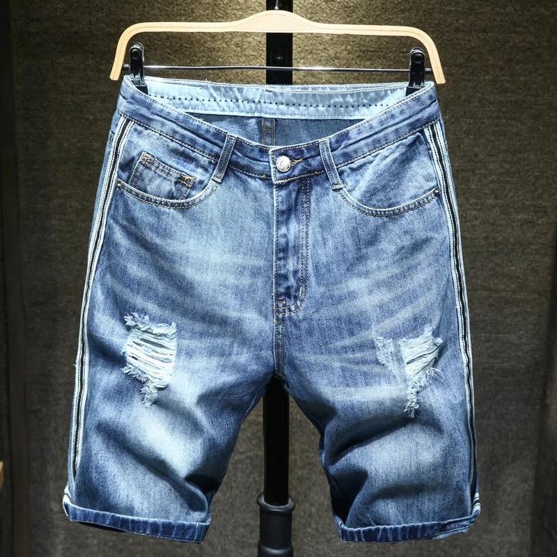 

2020 Summer New Fashion Casual Slim Fit Ripped Retro Short Jeans Male, 882