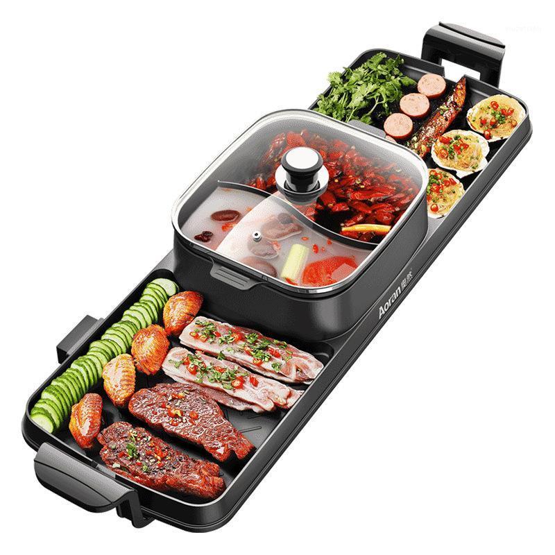 

2200W New Cooking Baking Integrated Pot Double Control Korean Multi Cooker Electric Baking Pan Oven Barbecue Hot Pot Soup1