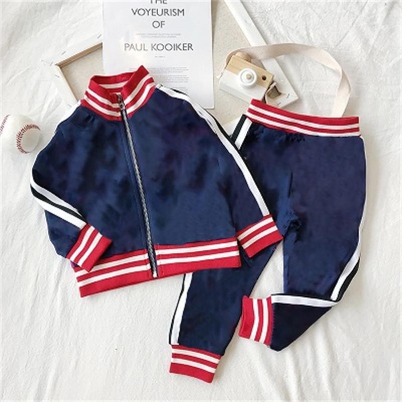 

Kids Designer Clothing Sets New Luxury Print Tracksuits Fashion Letter Jackets + Joggers Casual Sports Style Sweatshirt Boys Girls, Blue