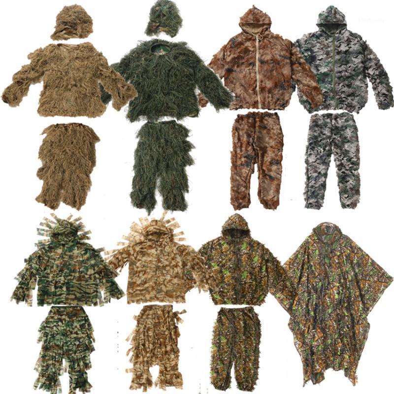 

3/4/5 Pcs Set Unisex Boys Girls Hunting Clothes Shooting Camouflage 3D Ghillie Suits for Hunt Bird Watching1, Color4