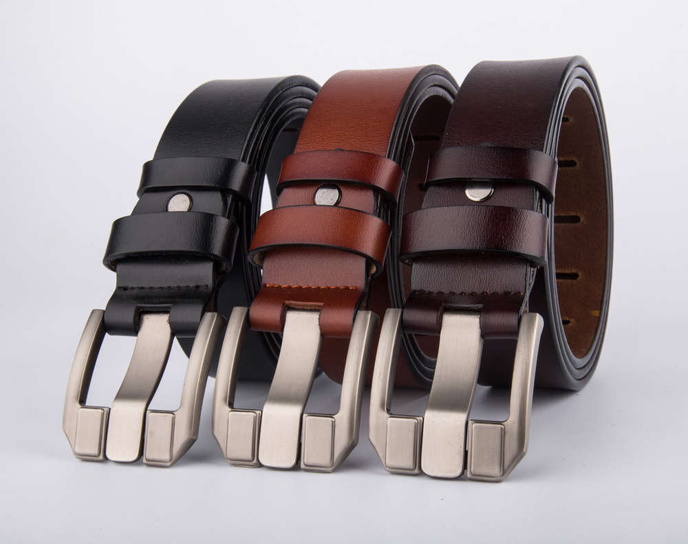 

Belt men's leather pin buckle pants with casual versatile men's belt, Black