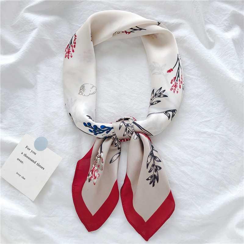 

&Dolphin Hair Band Square Scarf 70*70 Korean Flower Yellow Chiffon Silk Neck Scarves Elegant Strip Vintage Headband Bandana1
