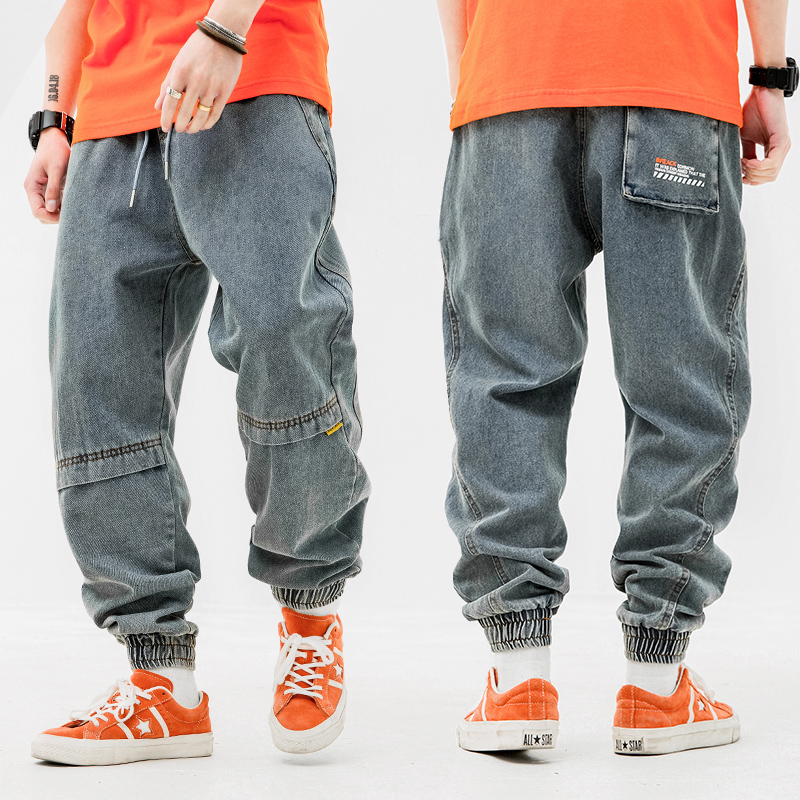 

2021 New Newly Fashion Loose Fit Spliced Designer Denim Cargo Pants Japanese Vintage Hip Hop Jeans Men Joggers 5fzi, Blue