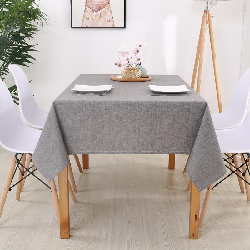 

Linen Tablecloth kitchen table Rectangular Solid Color Table Cover Cloth Waterproof Oilproof Decorative Tablecloths1, Light grey