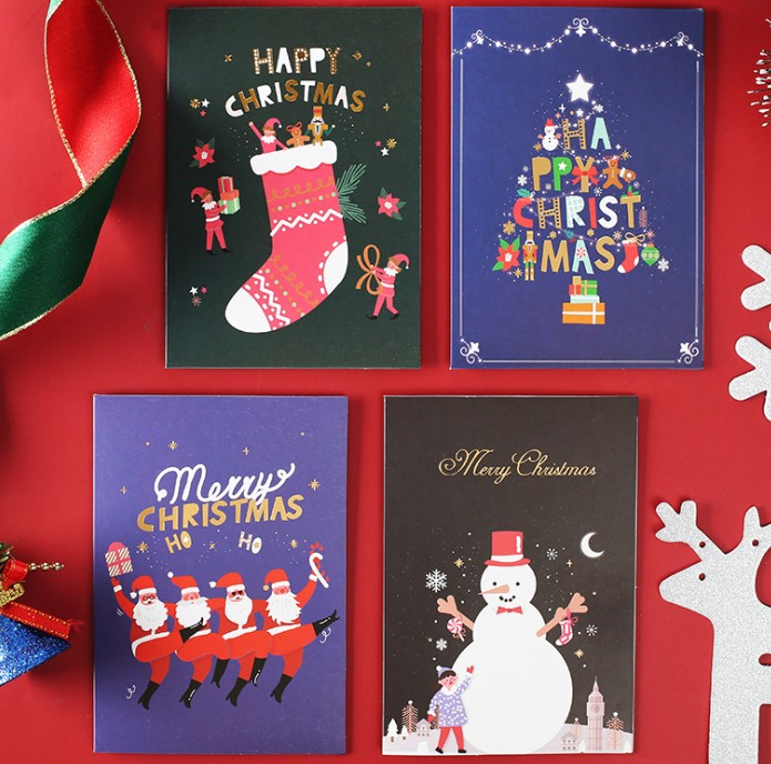 

Christmas greeting card creative cartoon lovely holiday blessing Postcard message card Christmas Eve card new year decoration