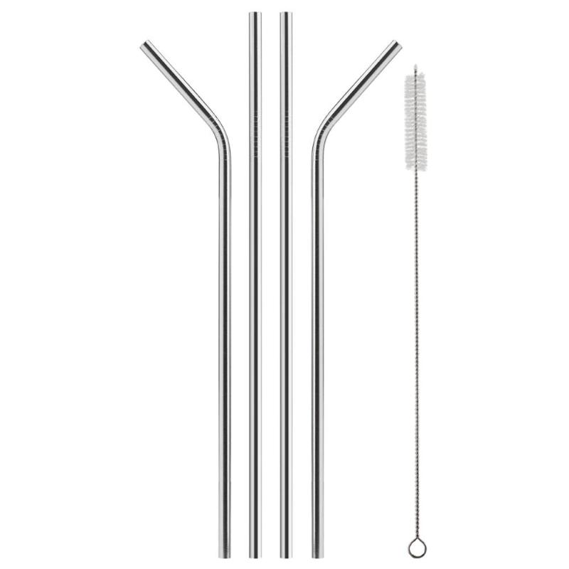 

set of 8 stainless steel metal straws extra long 10.5 inch, reusable drinking straws for 30oz/20oz tumblers