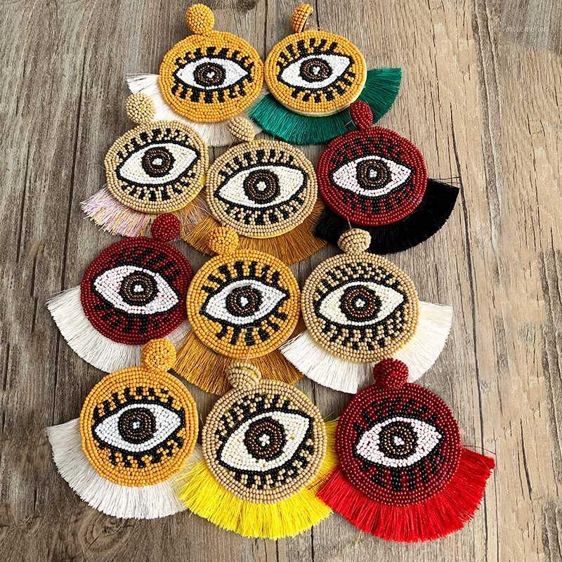 

2020 Bohemian Handmade Beads Big Eye Tassel Drop Earrings For Women Wedding Trendy Girls Party Gift Statement Earrings Christmas1
