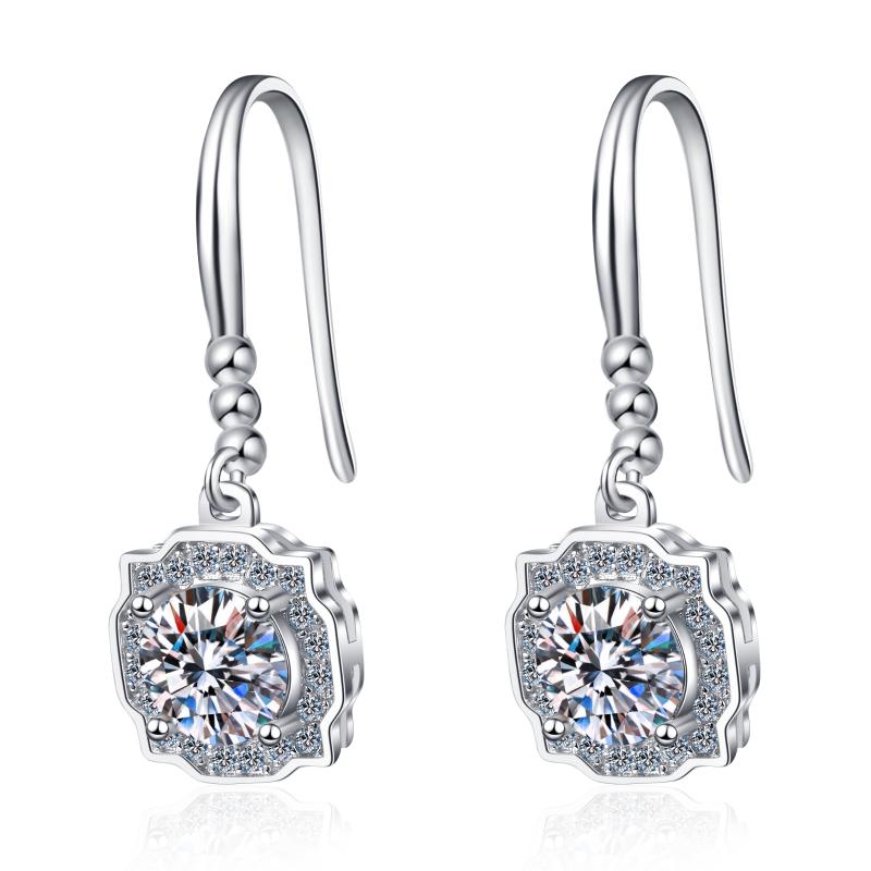 

ANZIW 925 Sterling Silver Round Cut Moissanite Diamond Classic Hook Earring For Women Fashion Hook Earring Wedding Jewery