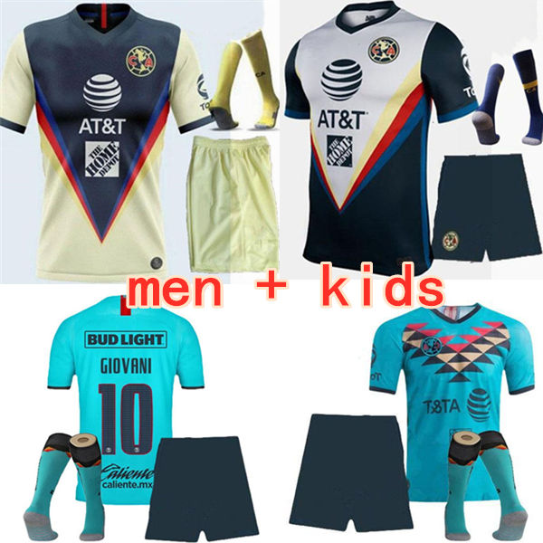 

20 21 Men Mexico Club de Futbol America 3rd soccer jersey kids kits 2020 2021 R.SAMBUEZA P.AGUILAR Football Shirt set uniform, Color 4