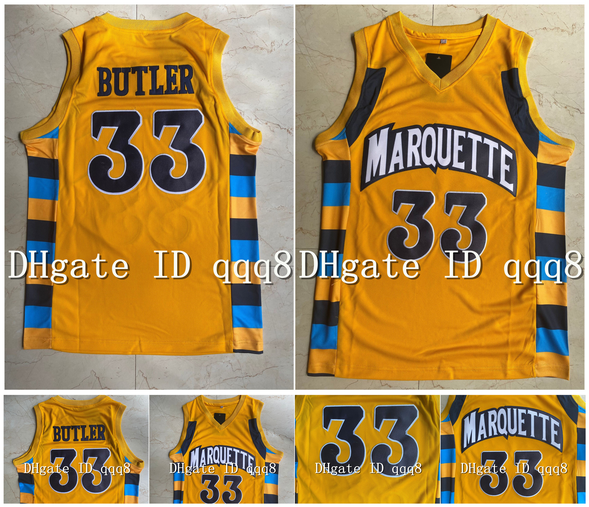 

Top Quality ! 33 Jimmy Butler Jersey Marquette Golden Eagles High School Movie College Basketball Jerseys Green Sport Shirt -XXL, Yellow