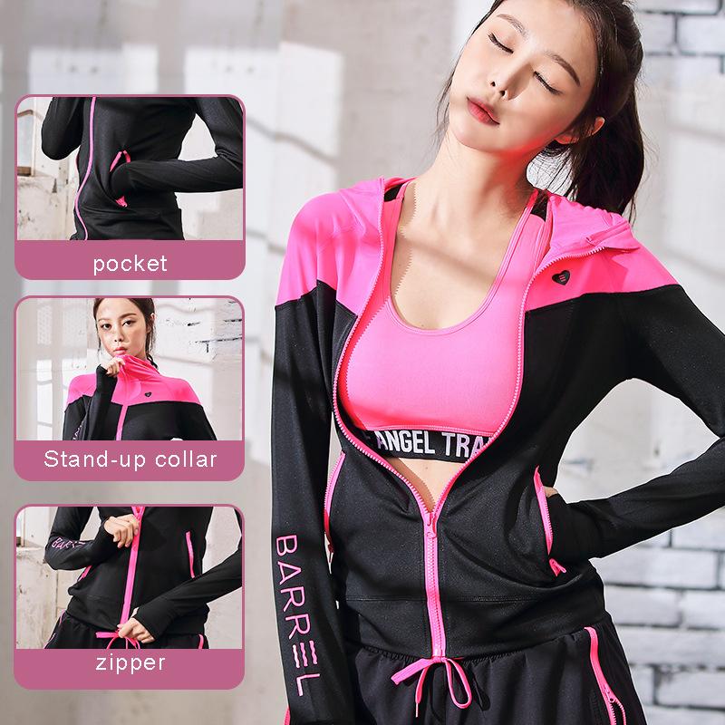 

Autumn Hooded Women Long Sleeve Women Yoga Top Shirt Workout Gym Activewear Sport Clothes Yoga Jacket Running Clothes Tracksuits, White