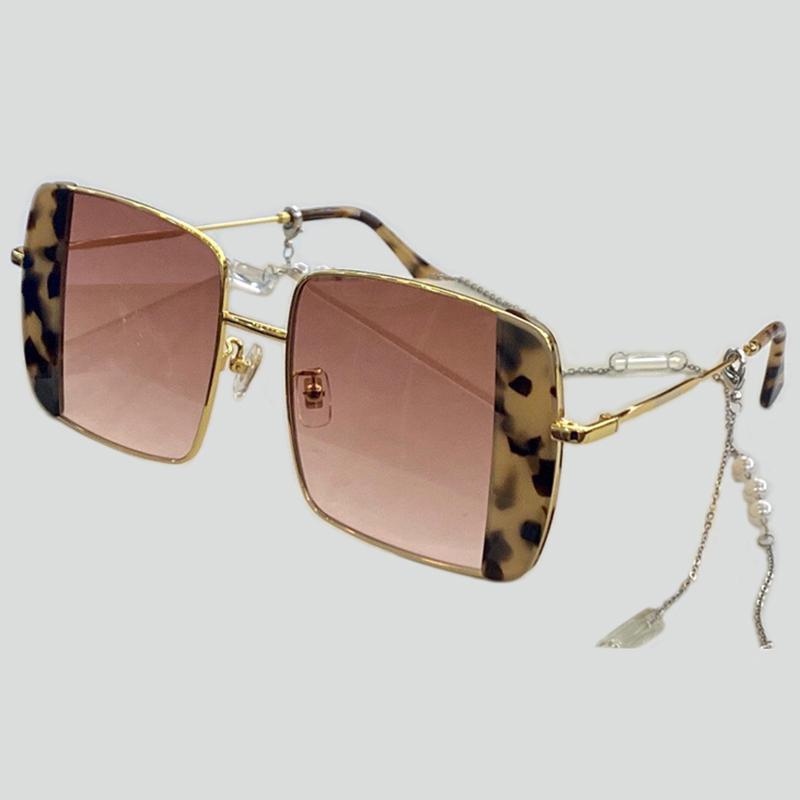 

New Fashion Lady Oversize Square Sunglasses Women Men Fashion Metal Frame Brand Sun Glasses With Chain Female UV400