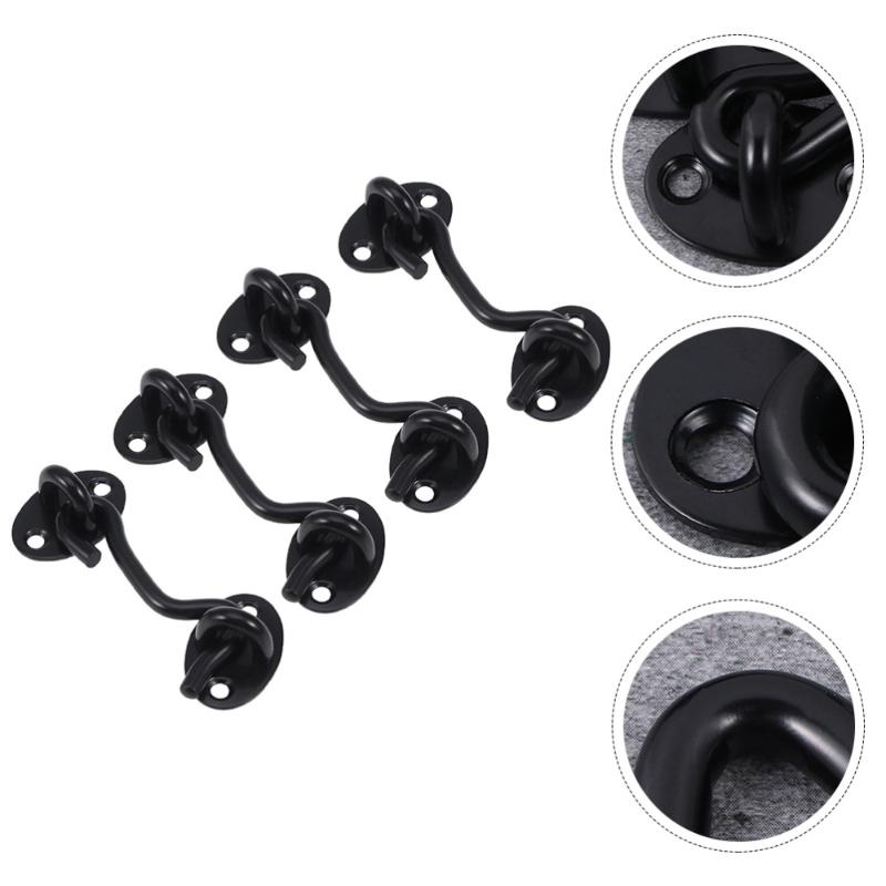 

4pcs Window Hook Window Lock Windproof Stainless Steel Cabin Hook (Black)
