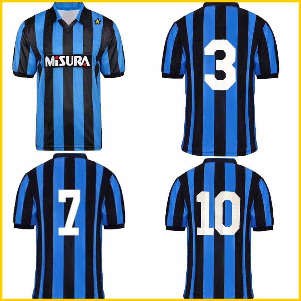 

1988 1989 Brehme Bergomi Matthaus retro soccer jersey Inter 88 89 Berti Zenga Serena Klinsmann vintage classic football shirt, Black;yellow