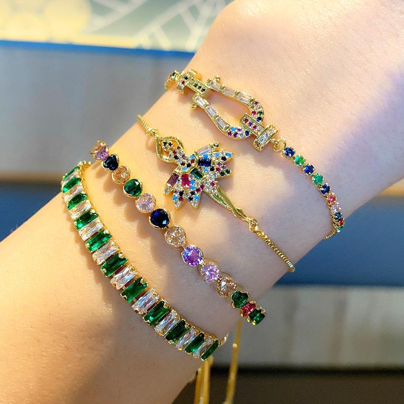 

Charm Bracelets Funmode Fashion Tennis Chain Colorful Cubic Zircon Bracelet Accessories Pulseira Women Party Gifts FB311
