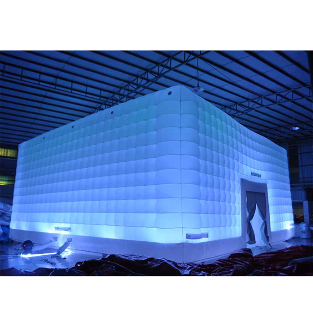 

Customized Led bar/strips Glowing Cabinet inflatable cube tent event exhibition trade show Building giant Party Room with blower slope rooftop for Sale