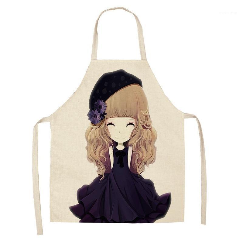 

Cartoon Girls Apron Cotton Linen Kitchen Aprons for Woman Home Cotton Linen Sleeveless Apron Cooking Baking Waist Bib Tool1