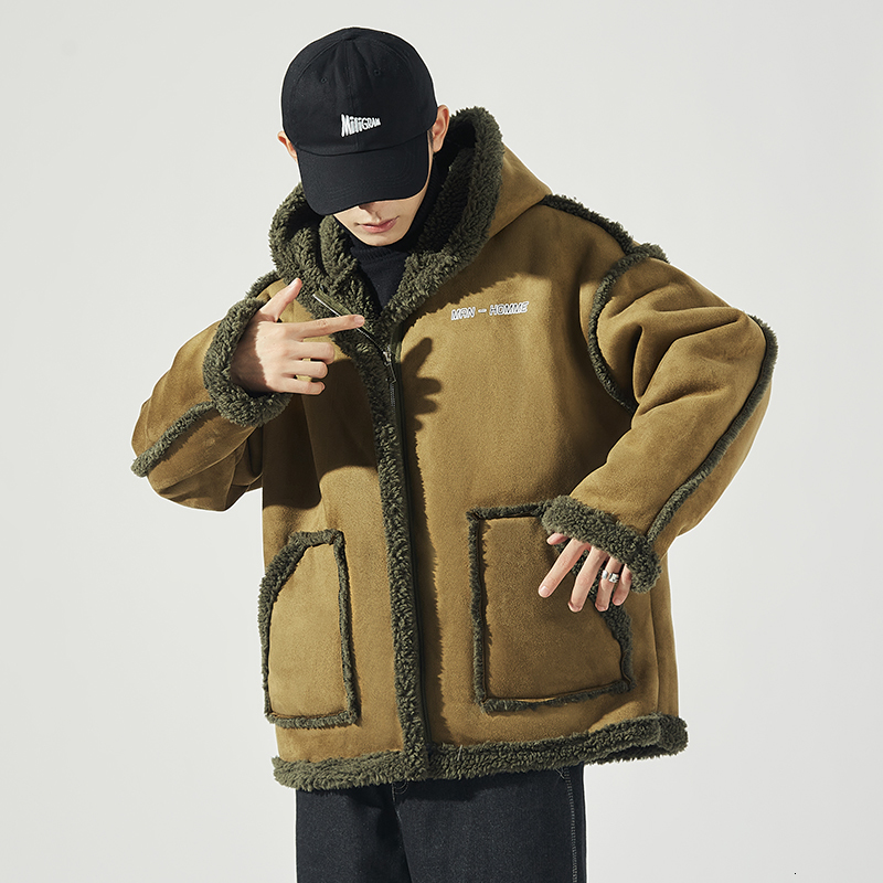 

2021 New Bomber Jacket Black Men's Winter Thick Warm Teddy for Sportwear Fleece Hoodies Coat 2hnw, My13 2