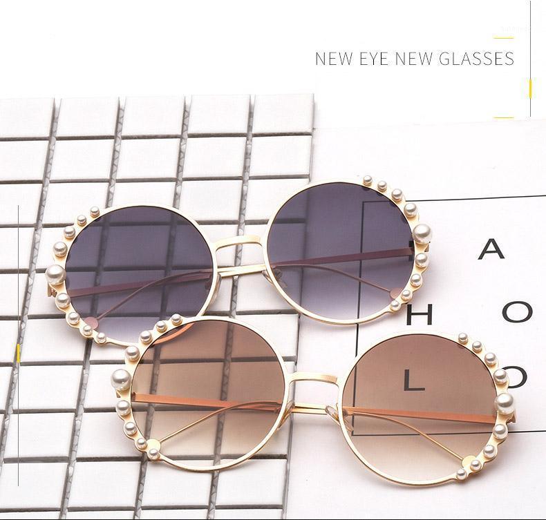 

Sunglasses Round Frame Pearl European And American Fashion Trend Ladies Wild Metal1