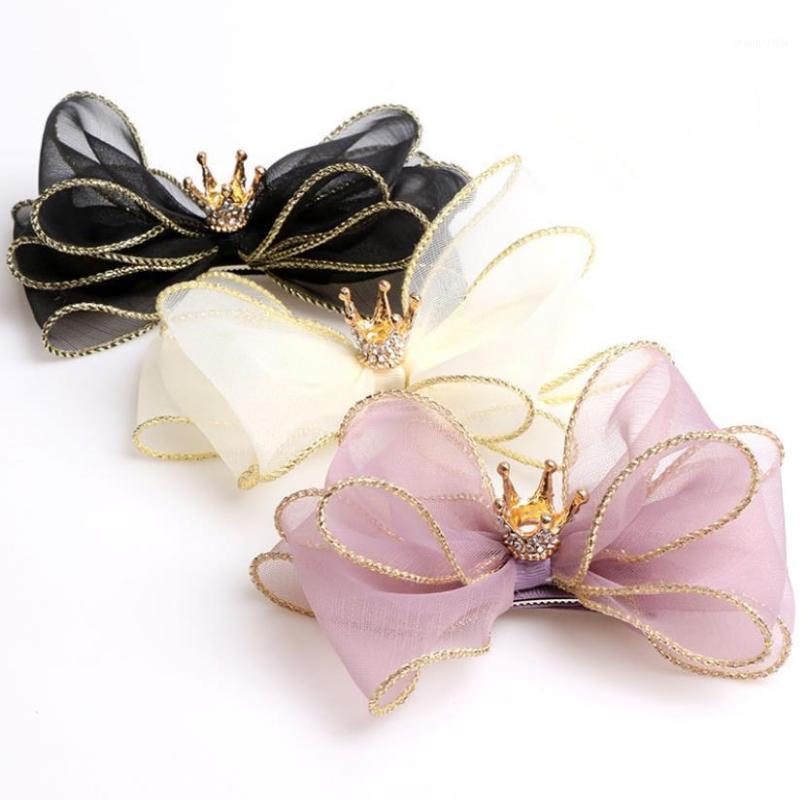 

New Three-dimensional Organza Hair Bows Hair Accessories Princess Clips Girls Flower Crown Ornaments Rim Hairpin J451
