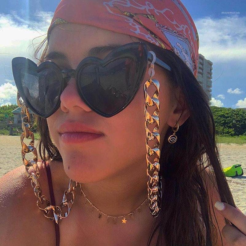 

1pc Iced out Acrylic Chunky Face Mask Holder Strap Chain Eyeglasses Sunglasses Neck Chain Gold Miami Cuban Link Necklace1