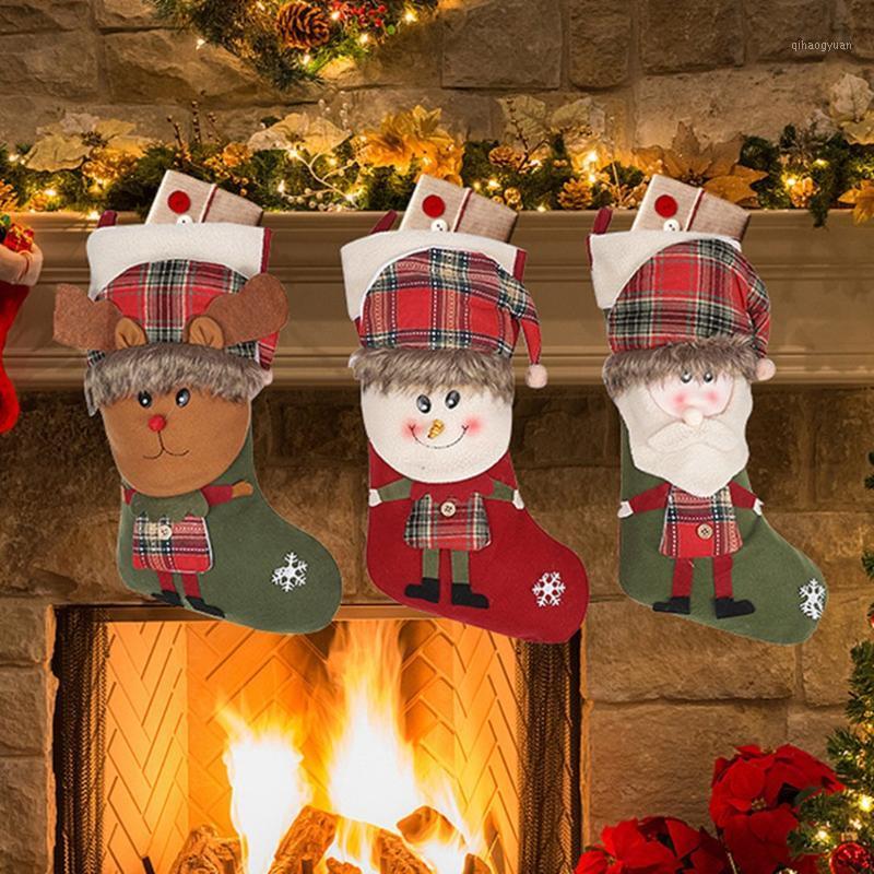 

2020 New Cute Cartoons Christmas Tree Hanging Gift Sock Christmas Decoration Stocking Sock Gift Bag New Year Candy Gifts Holder1