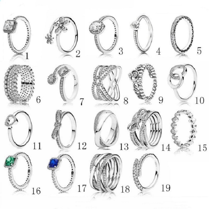 

925 Sterling Silver Men Diamond Ring Pandora style Fashion Jewelry Wedding Engagement Rings For Women