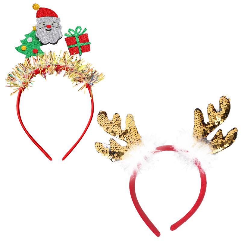 

2pcs Christmas Theme Children Hair Accessories Fluffy Cute Antler Headband Antler Headband Lovely Hairpin Headwear New Year Gift