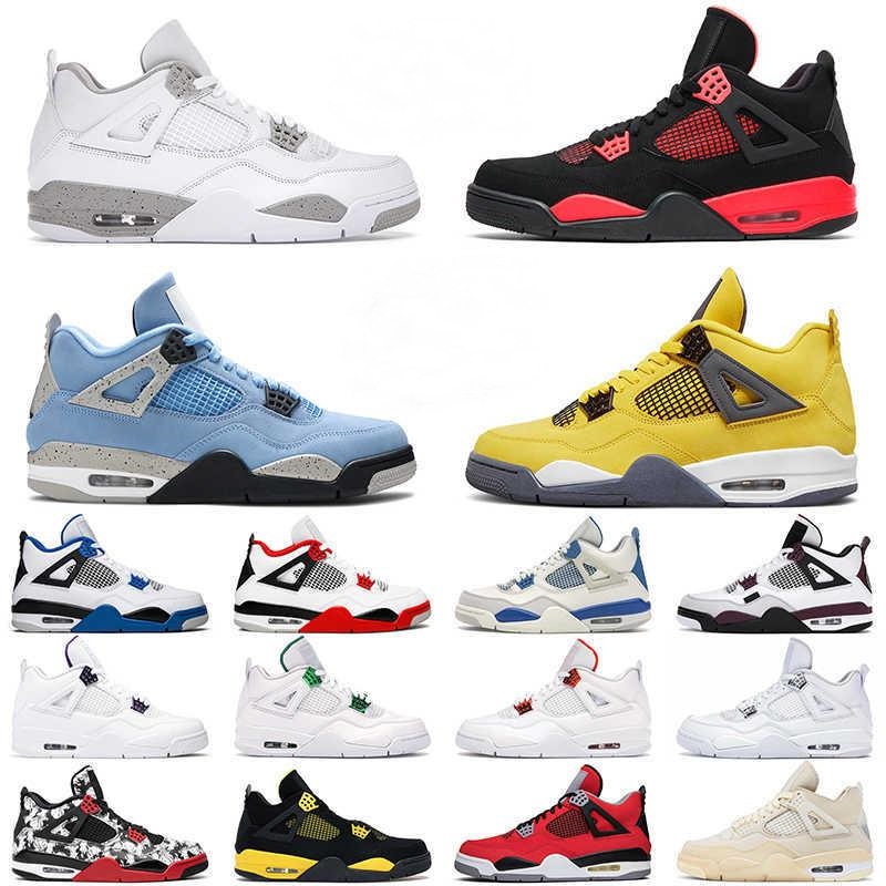 

2022 Jumpman 4 Retro Basketball Shoes Bred 4s UNC Black Cat Red Thunder Royalty University Blue White Oreo UNC Purple Metallic mocha Men Women off Sneakers 36-47, 34m