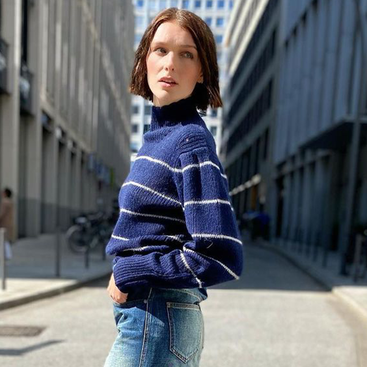 

2021 New Stripped Hollow Out Navy Sweaters Women Autumn Winter Long Sleeve Petals Round Neck Wool Pullover Casual Vintage Jumpers Oglx
