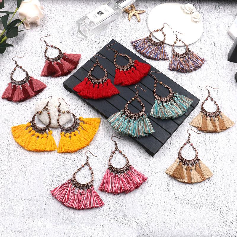 

Shineland Bohemian Handmade Drop Earrings For Women Vintage Long Earrinngs Gifts Fashion Women Earring 2020 Jewelry WE020