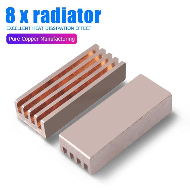 

8pcs Computer Copper Heatsink Adhesive Sticker Laptop Desktop PC Cooling Heat Sink for RAM Memory Cooler Radiator