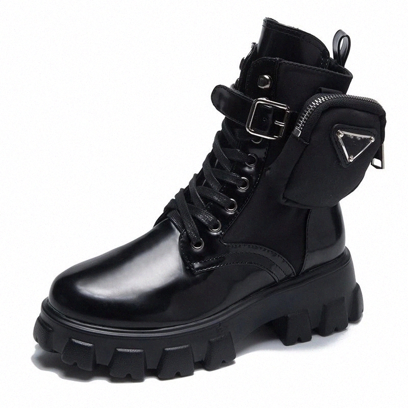 

Winter Fashion Motorcycle Boots Wedges Flat Boots Woman High Heel Platform PU Leather Lace Up Women Shoes Black Booties #0A17, Beige