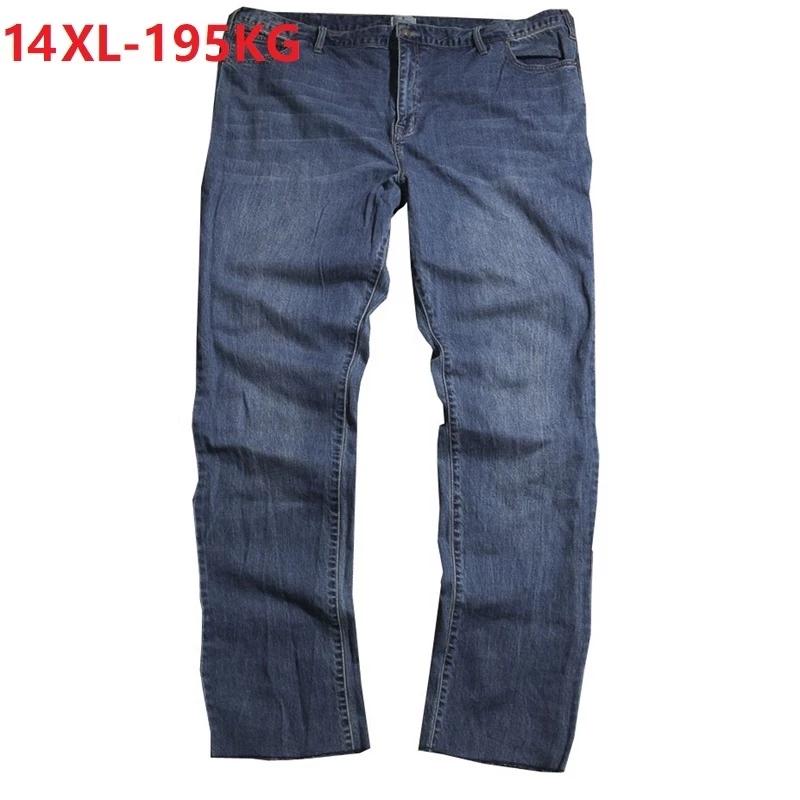 

Big Size 14XL 195KG men autumn winter jeans man big size loose denim pants elasticity oversize jeans, Blue