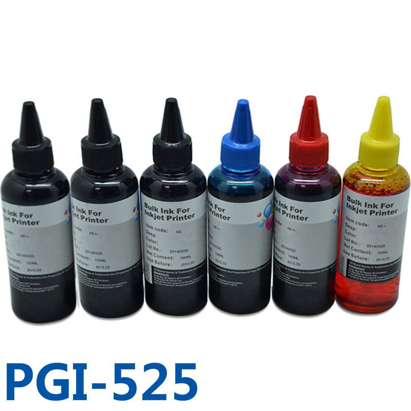 

6x100ml PGI525 CLI526 Vivid Colors Printer Ink Refill Kit Bulk Ink For Canon PIXMA MG6150 MG6250 MG8150 MG8250 Printers pgi-525