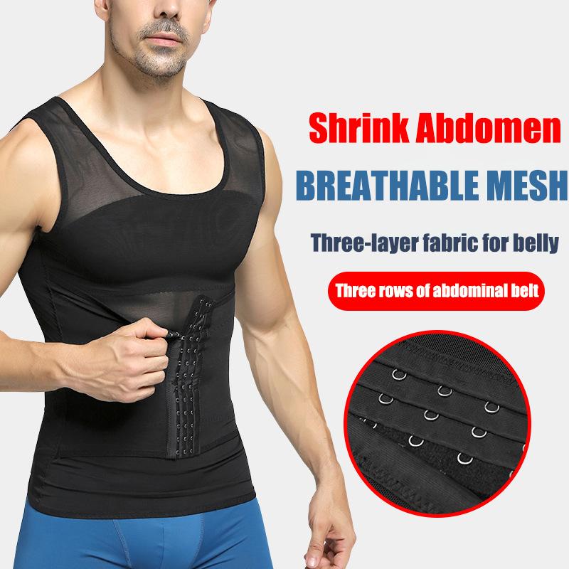

TaoBo Men's Lightweight Shapewear Stereotypes Waist Invisible Corset Tights Shaper Mesh Breathable Compression T-shirt Fitness, Black
