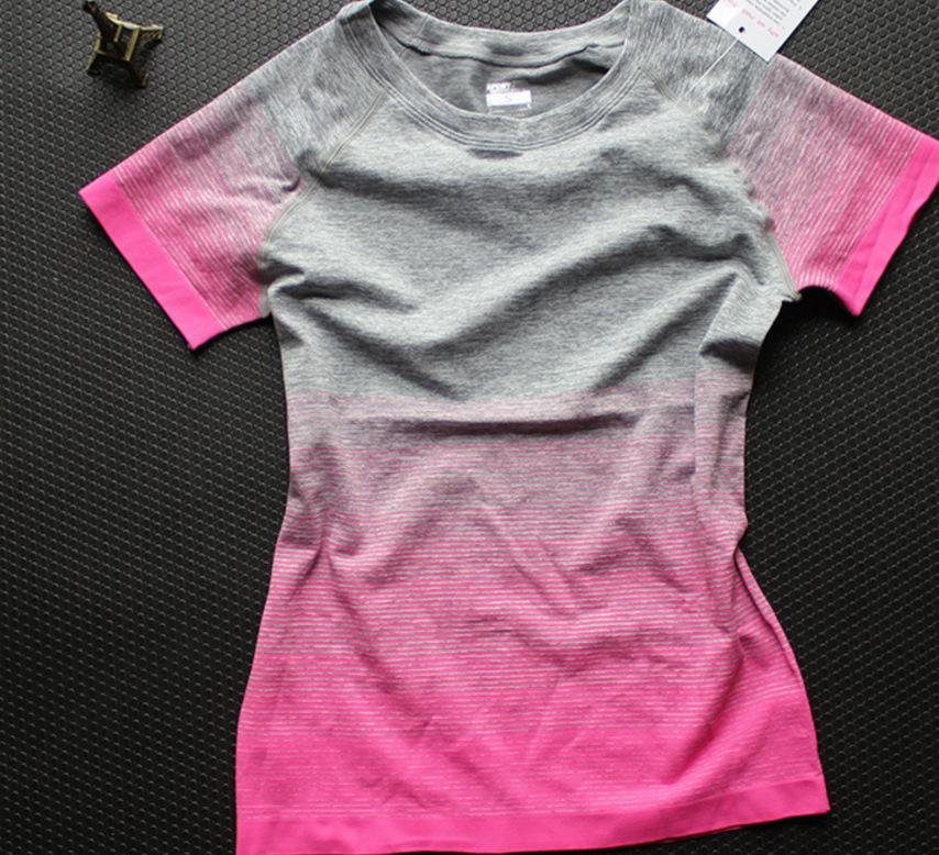 

Gym Women' Sport Shirts Quick Dry Running T-shirt Sleeve Fitness Clothes Tees & Tops Deporte Mujer P096, Red