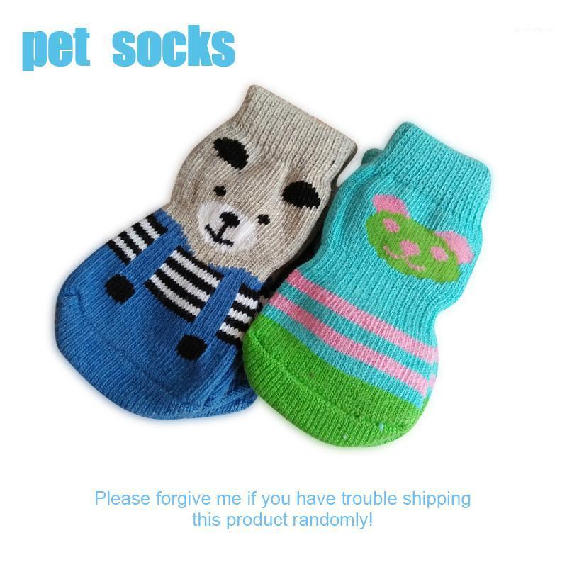 

4Pcs Warm Puppy Dog Shoes Cute Cartoon Anti Slip Skid Socks Soft Pet Knits Socks For Small Dogs Breathable Pet Products S/M/L/XL1, 01 s
