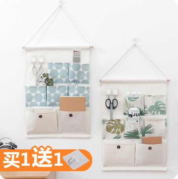 

Wall Hanging Storage Bag Door Multi-layer Fabric Debris Pocket Home Wardrobe Organizer, Sky blue