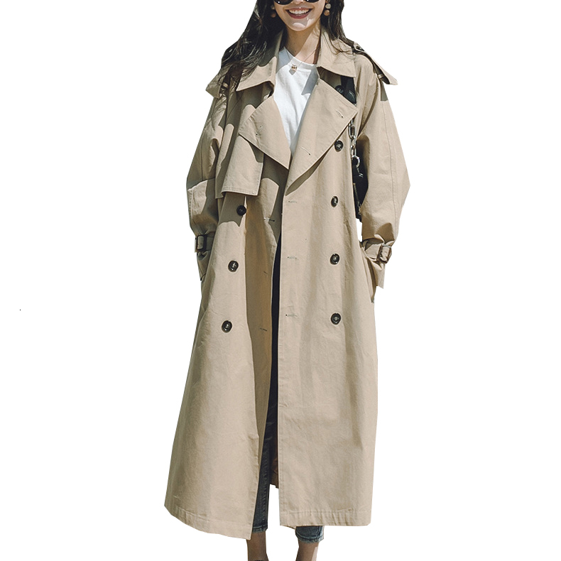 

2021 New Autumn with Belt Women Clothes Long Khaki Coat Feminino Harajuku Abrigo Mujer Trench Femme R3l2