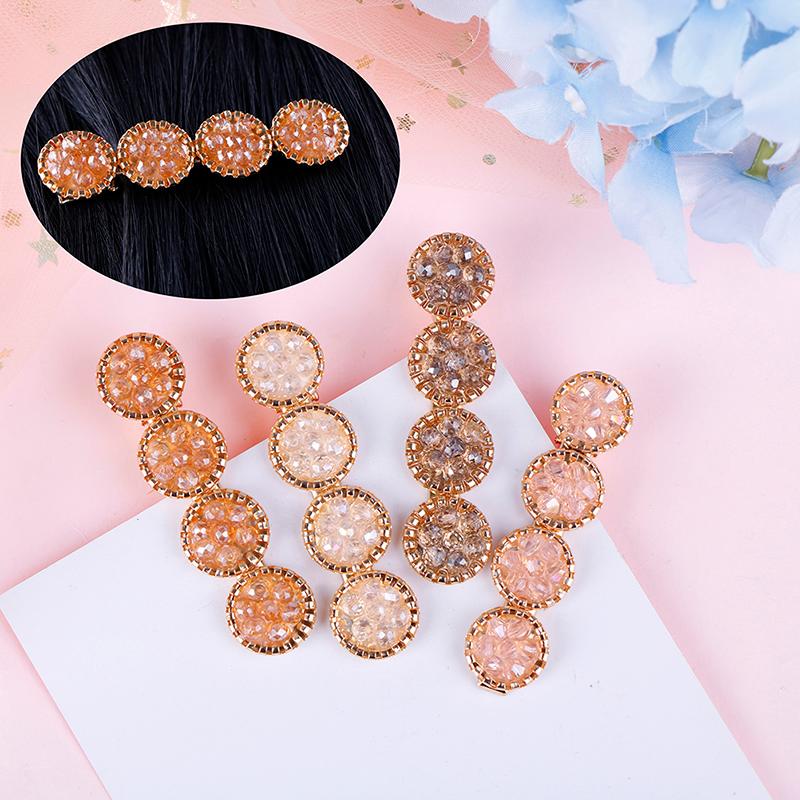 

Fashion Korea Crystal Rhinestones Hair Clips Women Hairpins Geometric Round Hairpin Hairgrip Girls Barrette Hair Accessories