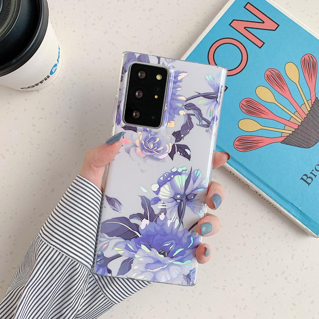 

For Samsung Galaxy Note 20 Laser Flowers Pattern TPU Protective Case