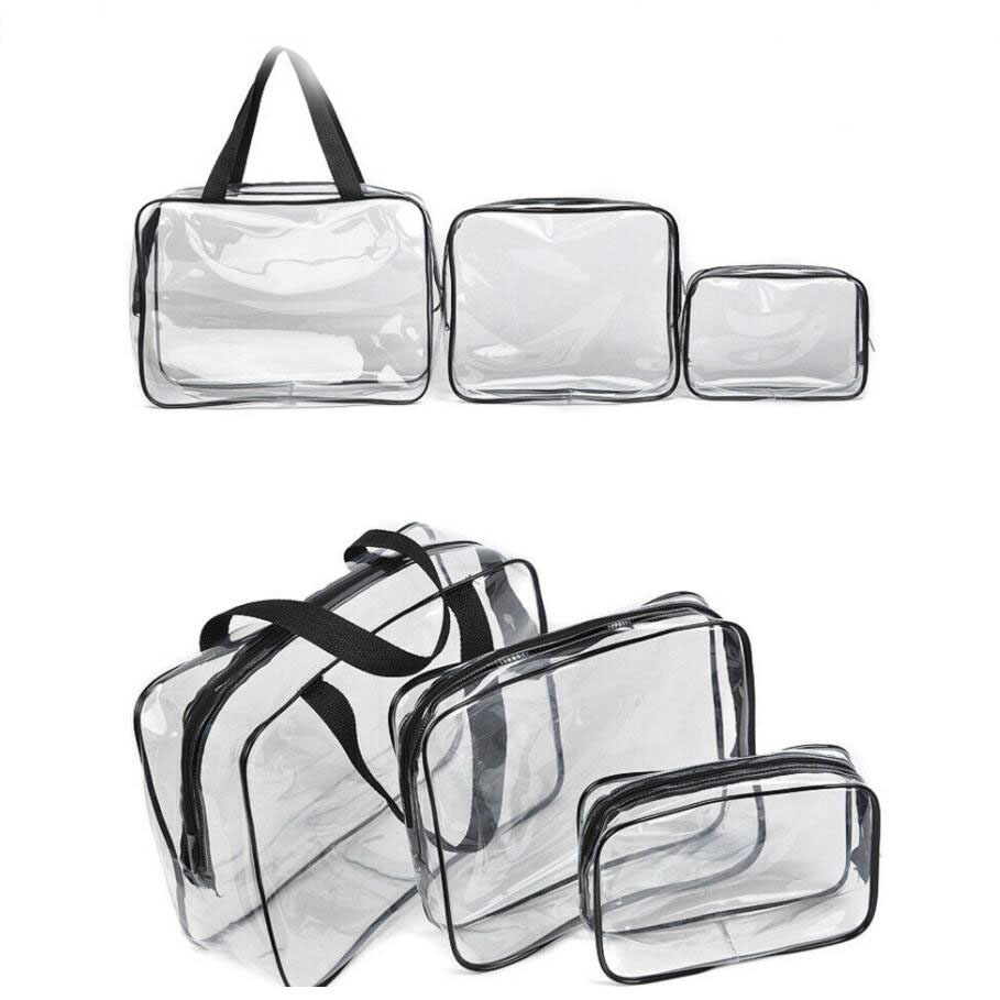 

PVC Travel Transparent Cases Clothes Toiletries Storage Bag Box Luggage Towel Suitcase Pouch Zip Bra Cosmetics Organizer 3pcs/set
