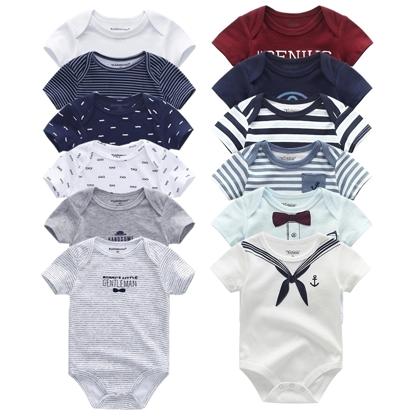 

6PCS/LOT Newborn Baby Clothes Short Sleeve Girls Boy Clothing Cotton Rompers overalls Roupas de bebe jumpsuit Y200320, Blue