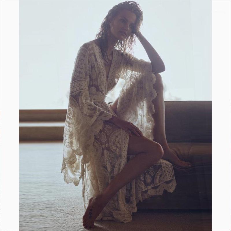 

Long Transparent Cover Up Dresses for The Beach Beach Wear Tunic Beachwear Summer Dress White Bathing Suit Plus Size1