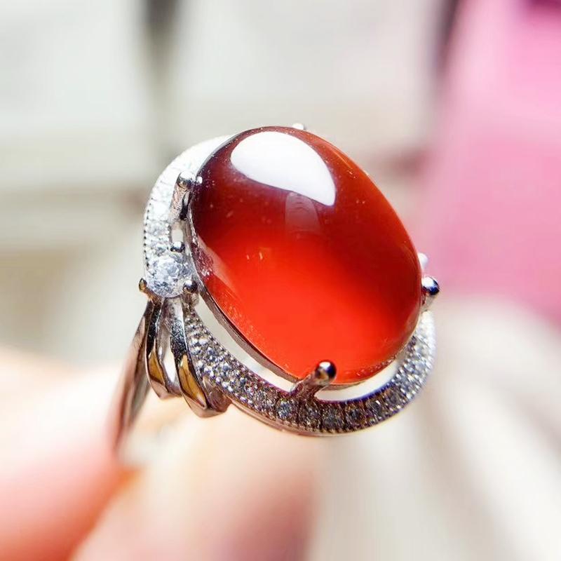 

Cluster Rings Natural Real Red Garnet Oval Big Ring Per Jewelry 10*14mm 7ct Gemstone 925 Sterling Silver Fine T207218, Golden;silver