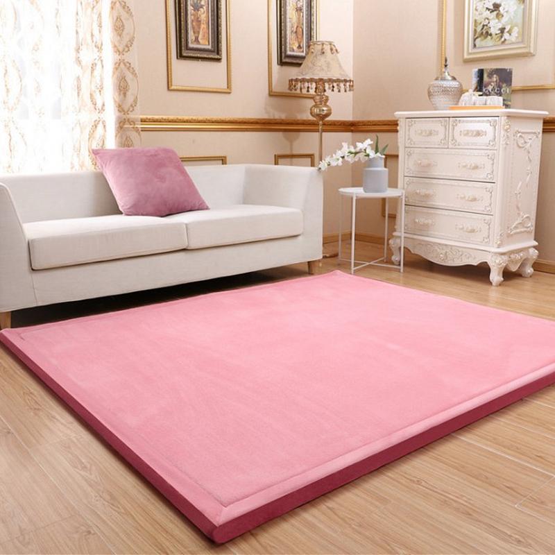 

Thick 3CM Tatami Coral Fleece Velvet mat bedroom carpet Mattress Baby playmat Japanese lvingroom bed rug large size Kid mattess, Khaki 1.5cm