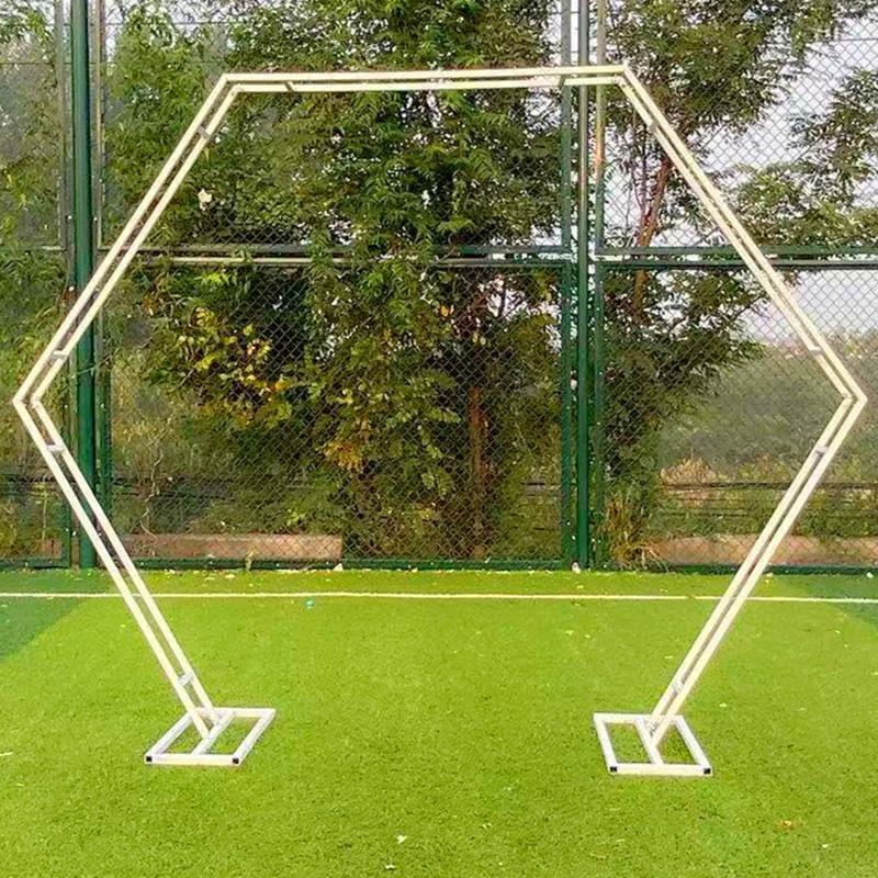 

1pc Double Hexagonal Wedding Arch Wrought Iron Shelf Flower Stand Decoration Backdrop Frame Christmas Props Birthday Party Suppl