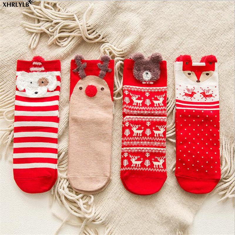 

XHRLYLB Autumn and Winter Cotton Socks Three-dimensional Cartoon Christmas Socks Cute Japanese Ladies Christmas Decoration